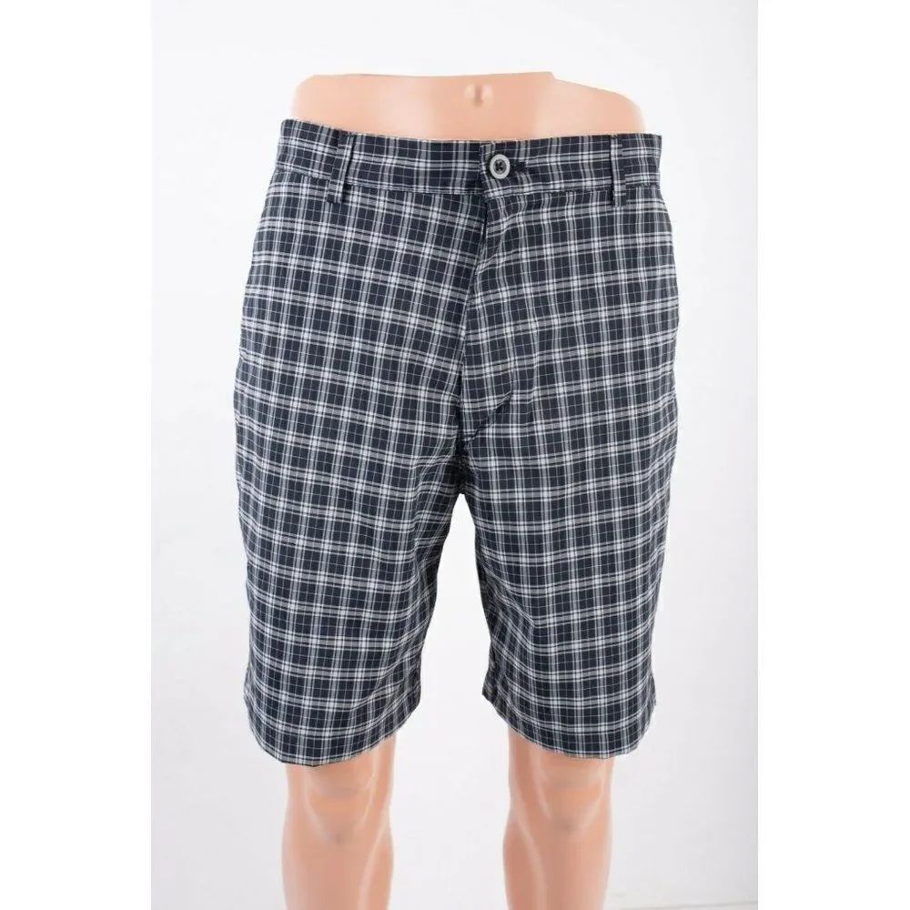 Chaps Golf Mens Shorts Sz 32 Navy Blue White Plaid